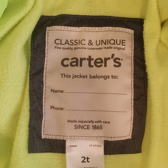 Carters Toddler Boy Winter Jacket Navy&Green - Picture 3 of 4